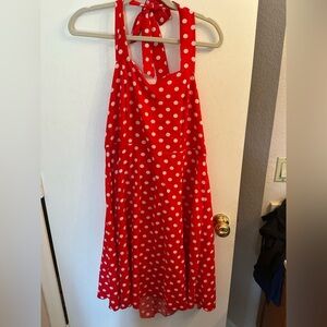 Red Polka Dot Halter Dress 1X
